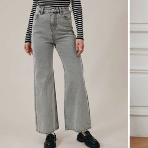 Rihoas high rise gray wide leg jeans size large